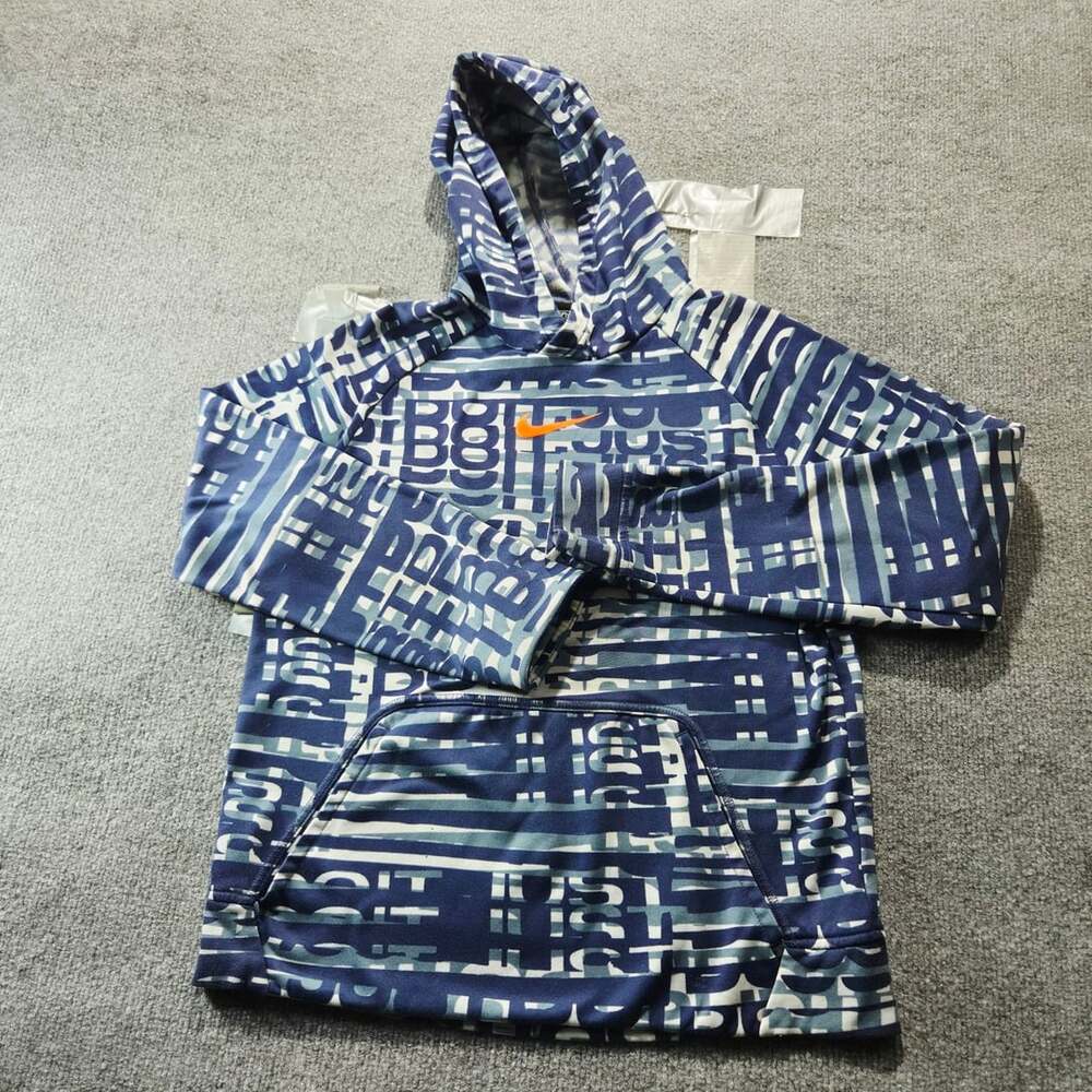 Nike Dri-Fit Hoodie Size XL Blue All Over Print Pullover Youth
